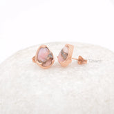 Pink Opal Copper Earring - Gemstone Stud Earrings - 925 Silver Earring - Stud Earring - Earrings for Women - Delicate Earrings - 8x11mm Pear